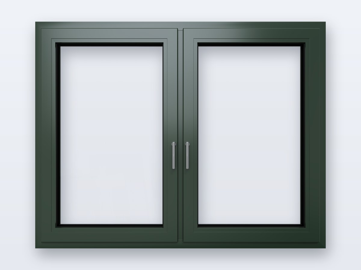 Wizualizacja 3D okna w kolorze zielonym RAL 6009