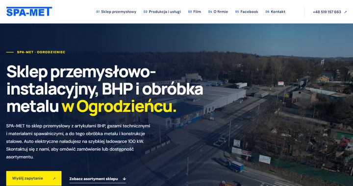Strona internetowa SPA-MET — widok strony głównej