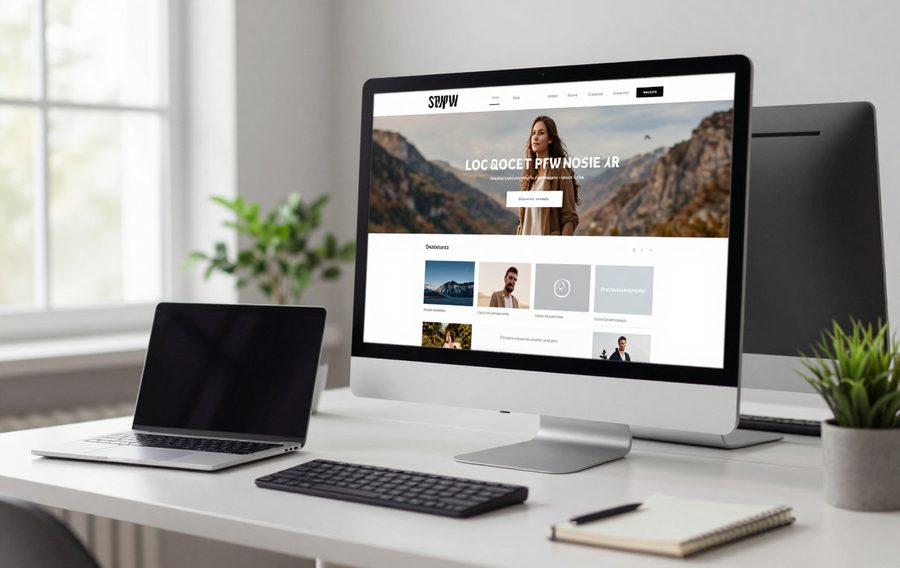 Stanowisko projektanta stron internetowych z monitorem